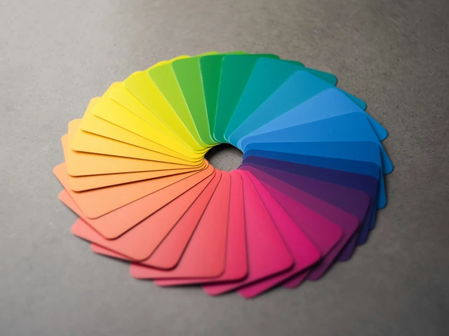 Colorful printed labels, packaging, and marketing materials demonstrating color psychology