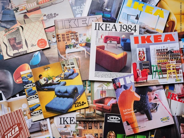 Vintage IKEA catalogs and printed furniture marketing materials
