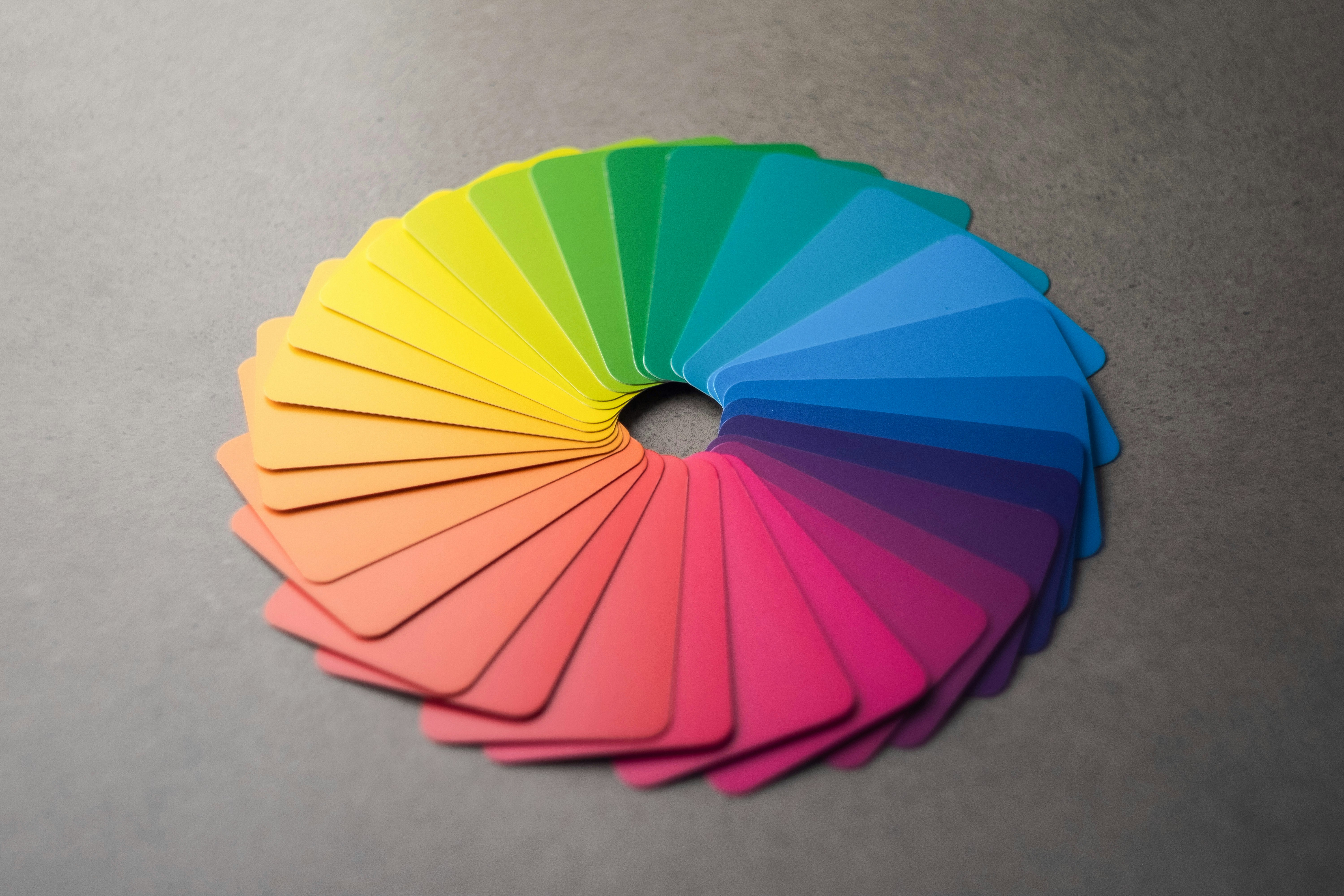 Colorful printed labels, packaging, and marketing materials demonstrating color psychology