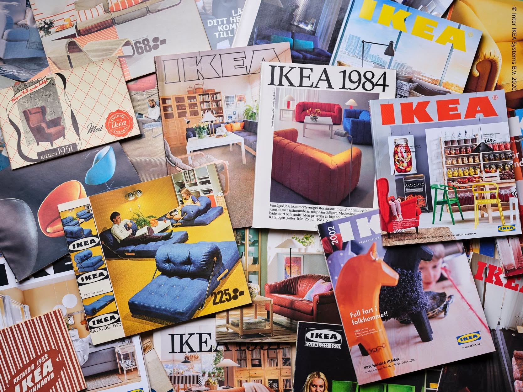 Vintage IKEA catalogs and printed furniture marketing materials
