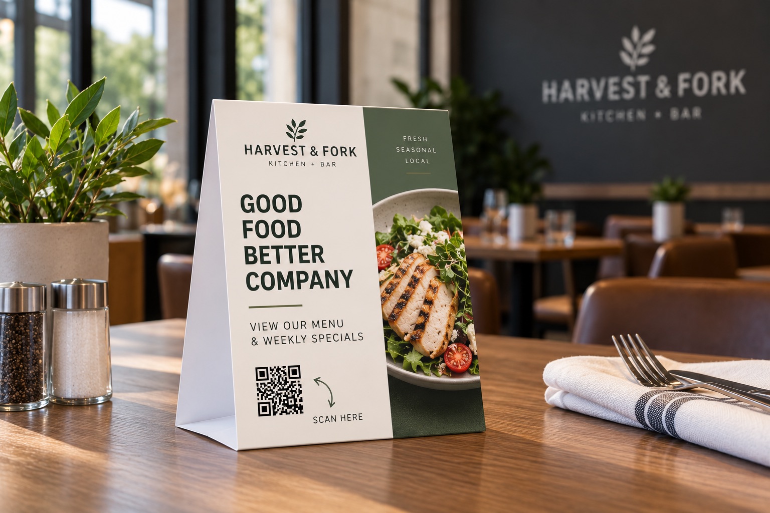 Custom printed table tents for restaurants, bars, and businesses